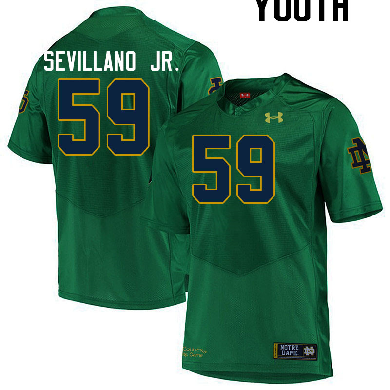 Youth #59 Sean Sevillano Jr. Notre Dame Fighting Irish College Football Jerseys Stitched-Green